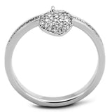 Rhodium 925 Sterling Silver Ring with AAA Grade CZ  in Clear