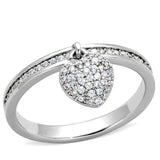 Rhodium 925 Sterling Silver Ring with AAA Grade CZ  in Clear