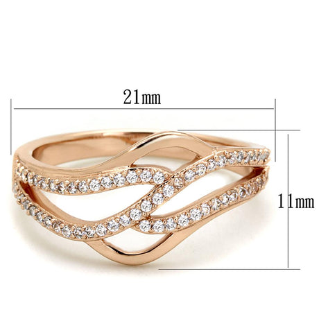 Rose Gold 925 Sterling Silver Ring with AAA Grade CZ  in Clear