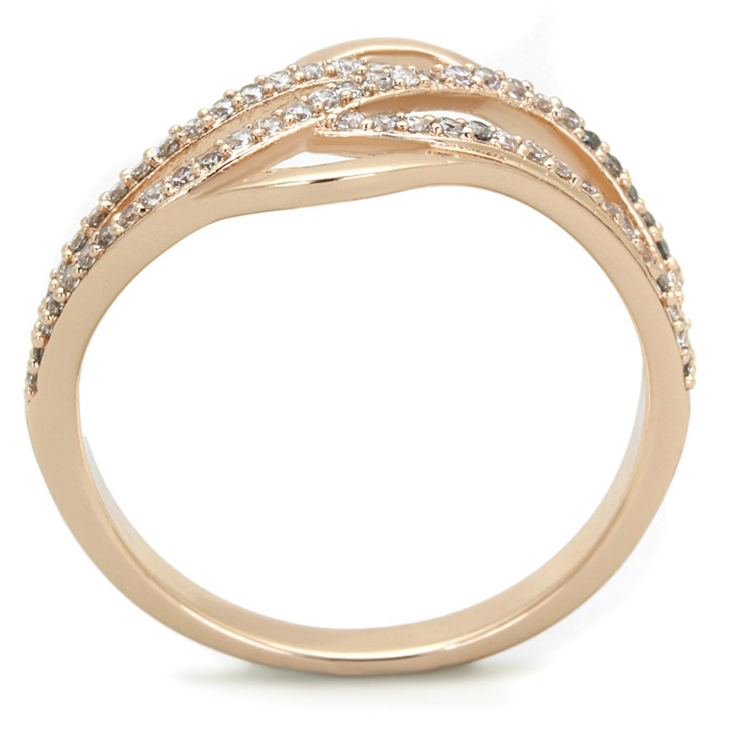 Rose Gold 925 Sterling Silver Ring with AAA Grade CZ  in Clear