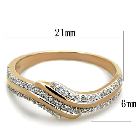 Rose Gold + Rhodium 925 Sterling Silver Ring with AAA Grade CZ  in Clear