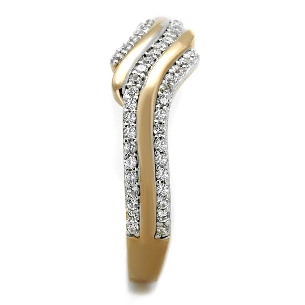 Rose Gold + Rhodium 925 Sterling Silver Ring with AAA Grade CZ  in Clear