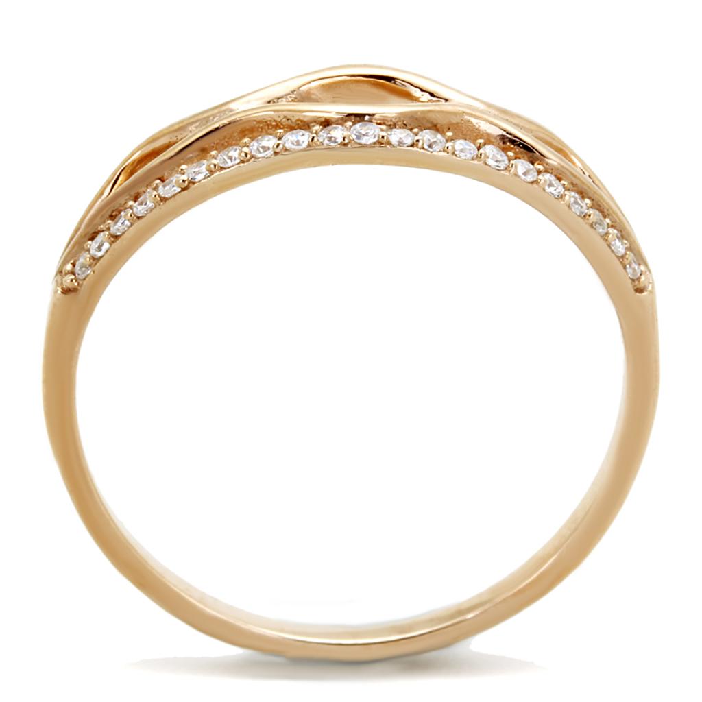 Rose Gold 925 Sterling Silver Ring with AAA Grade CZ  in Clear