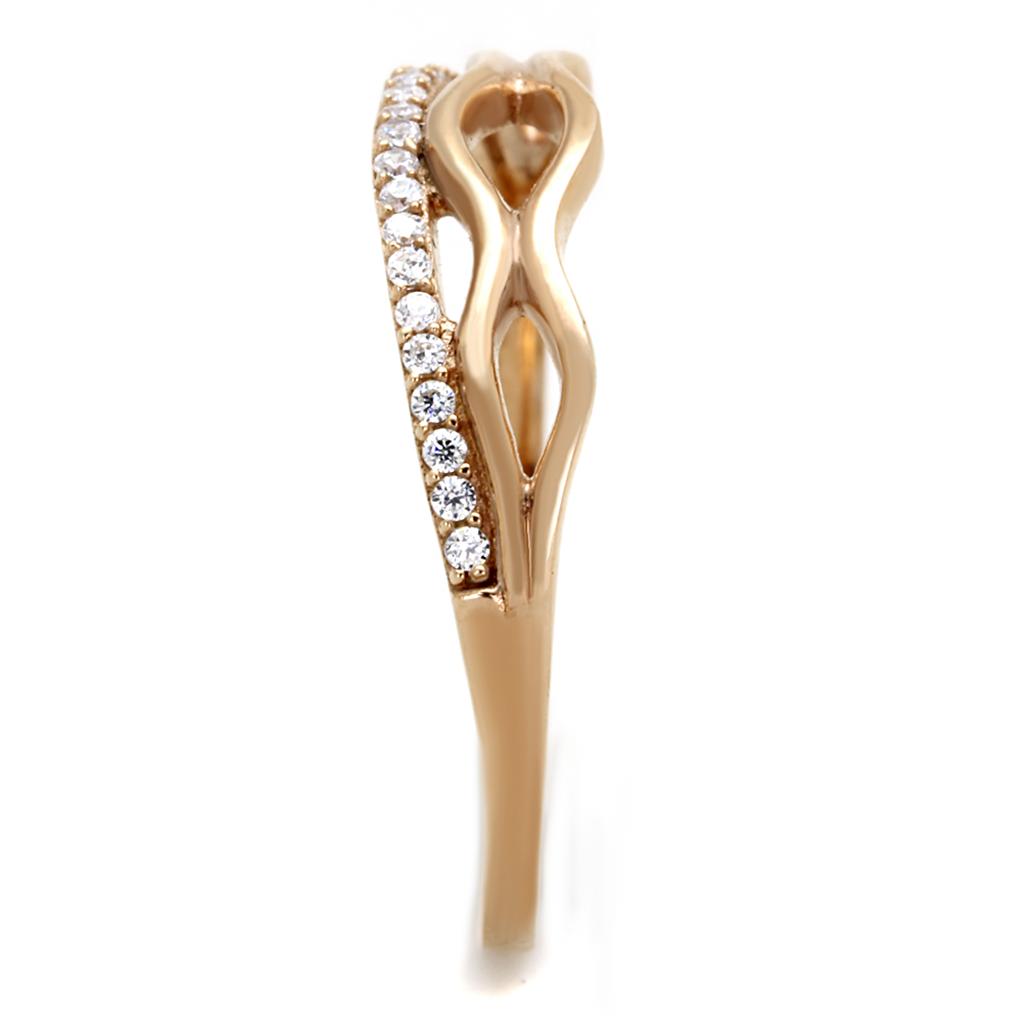 Rose Gold 925 Sterling Silver Ring with AAA Grade CZ  in Clear