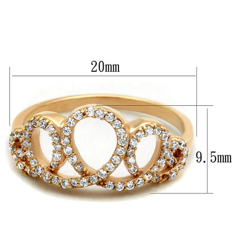 Rose Gold 925 Sterling Silver Ring with AAA Grade CZ  in Clear