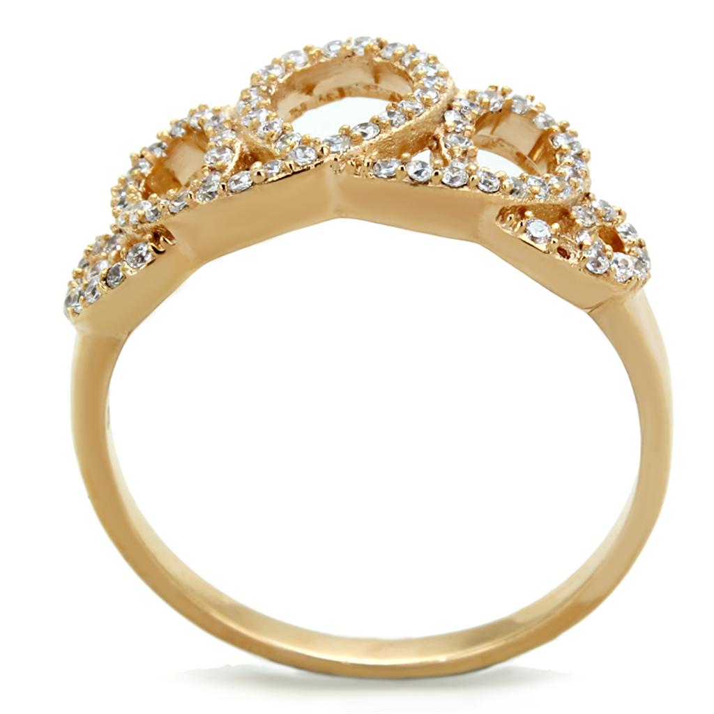 Rose Gold 925 Sterling Silver Ring with AAA Grade CZ  in Clear