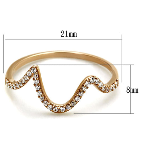 Rose Gold 925 Sterling Silver Ring with AAA Grade CZ  in Clear