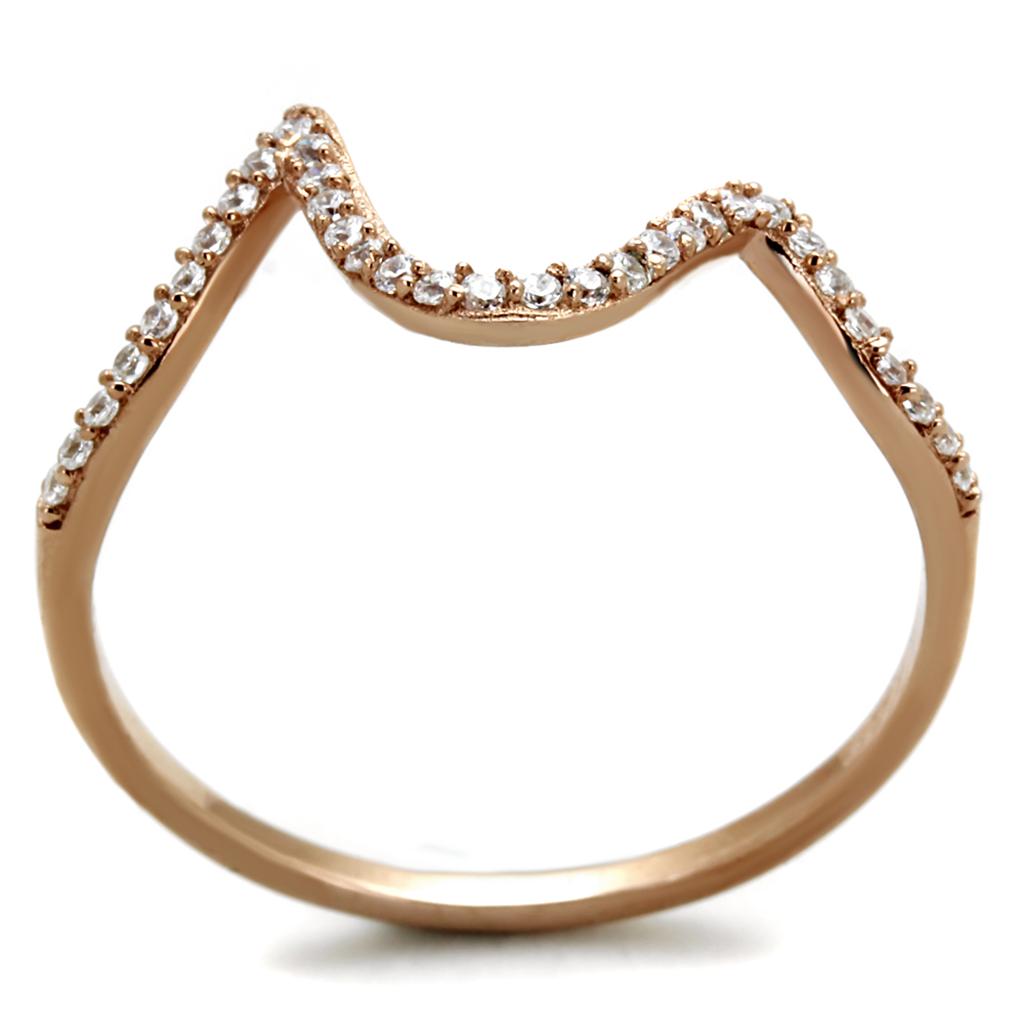 Rose Gold 925 Sterling Silver Ring with AAA Grade CZ  in Clear