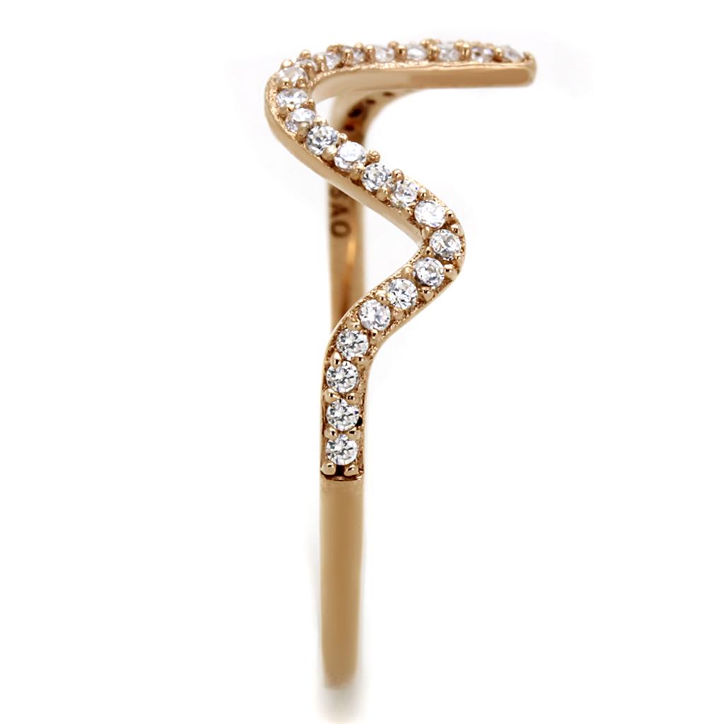 Rose Gold 925 Sterling Silver Ring with AAA Grade CZ  in Clear