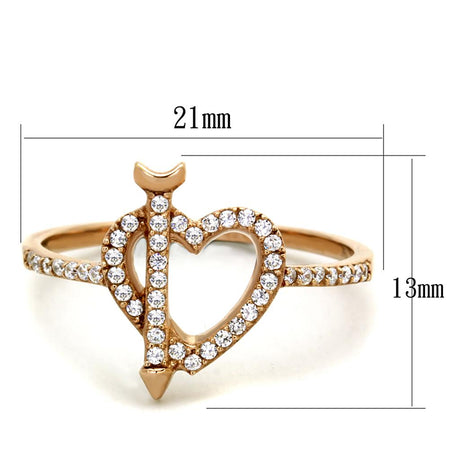 Rose Gold 925 Sterling Silver Ring with AAA Grade CZ  in Clear