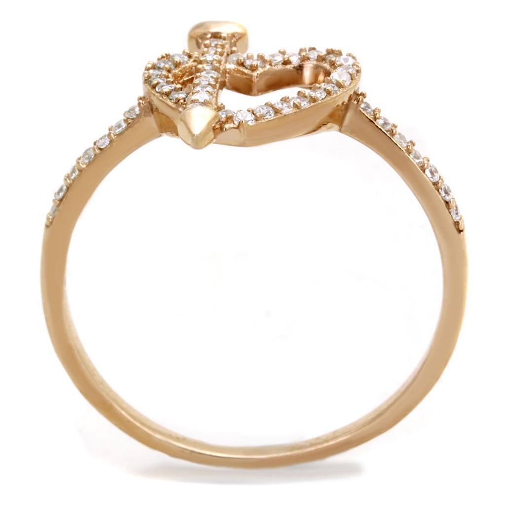 Rose Gold 925 Sterling Silver Ring with AAA Grade CZ  in Clear
