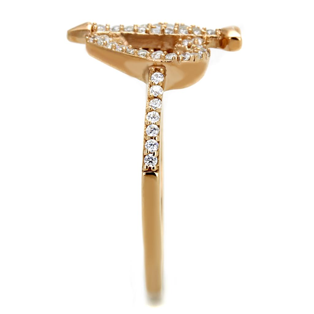 Rose Gold 925 Sterling Silver Ring with AAA Grade CZ  in Clear