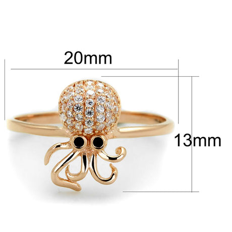 Rose Gold 925 Sterling Silver Ring with AAA Grade CZ  in Black Diamond