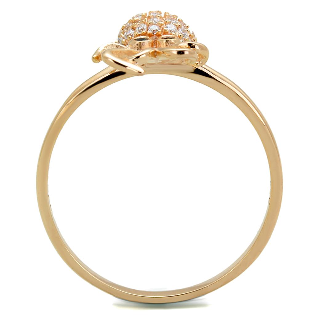 Rose Gold 925 Sterling Silver Ring with AAA Grade CZ  in Black Diamond