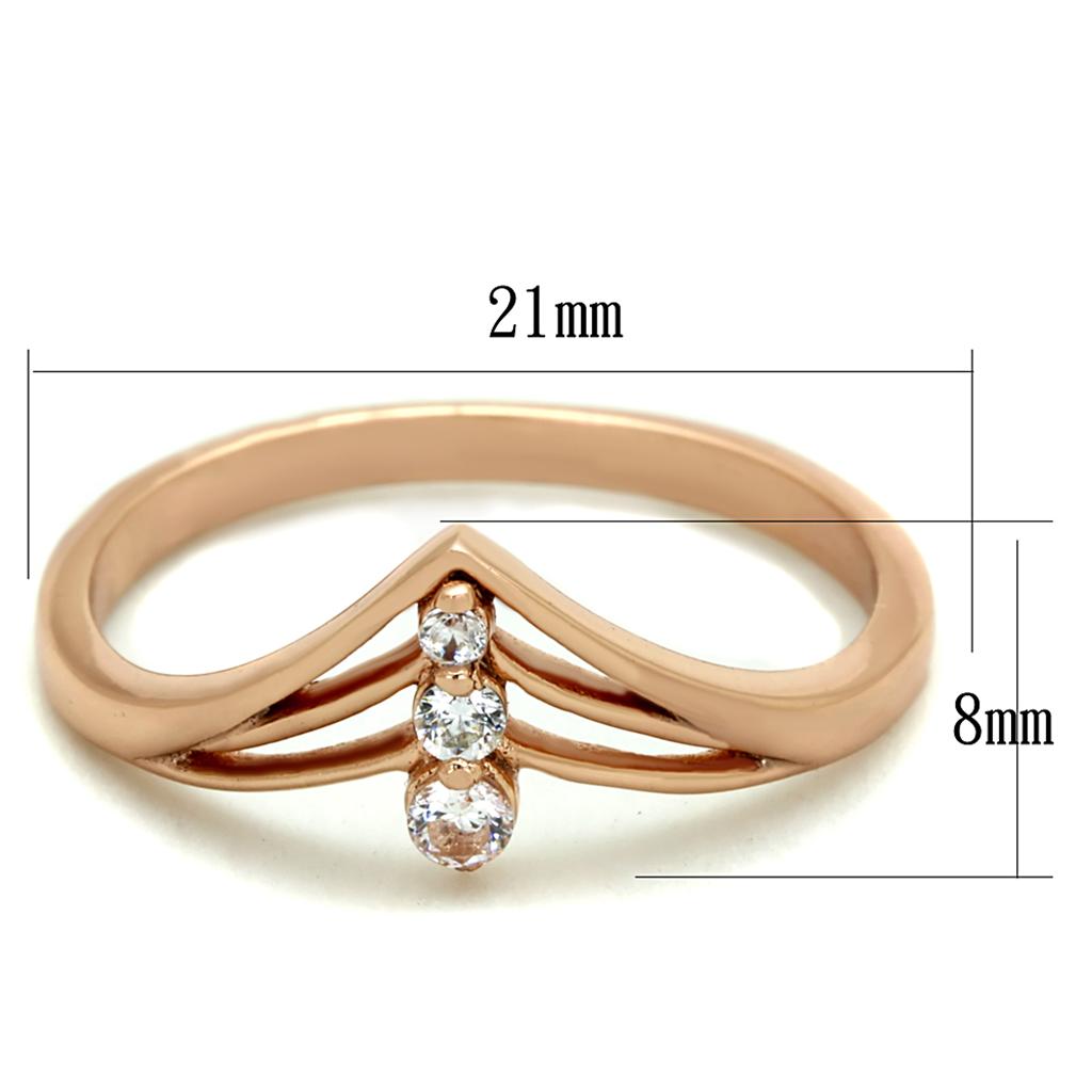 Rose Gold 925 Sterling Silver Ring with AAA Grade CZ  in Clear