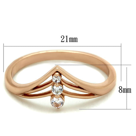 Rose Gold 925 Sterling Silver Ring with AAA Grade CZ  in Clear