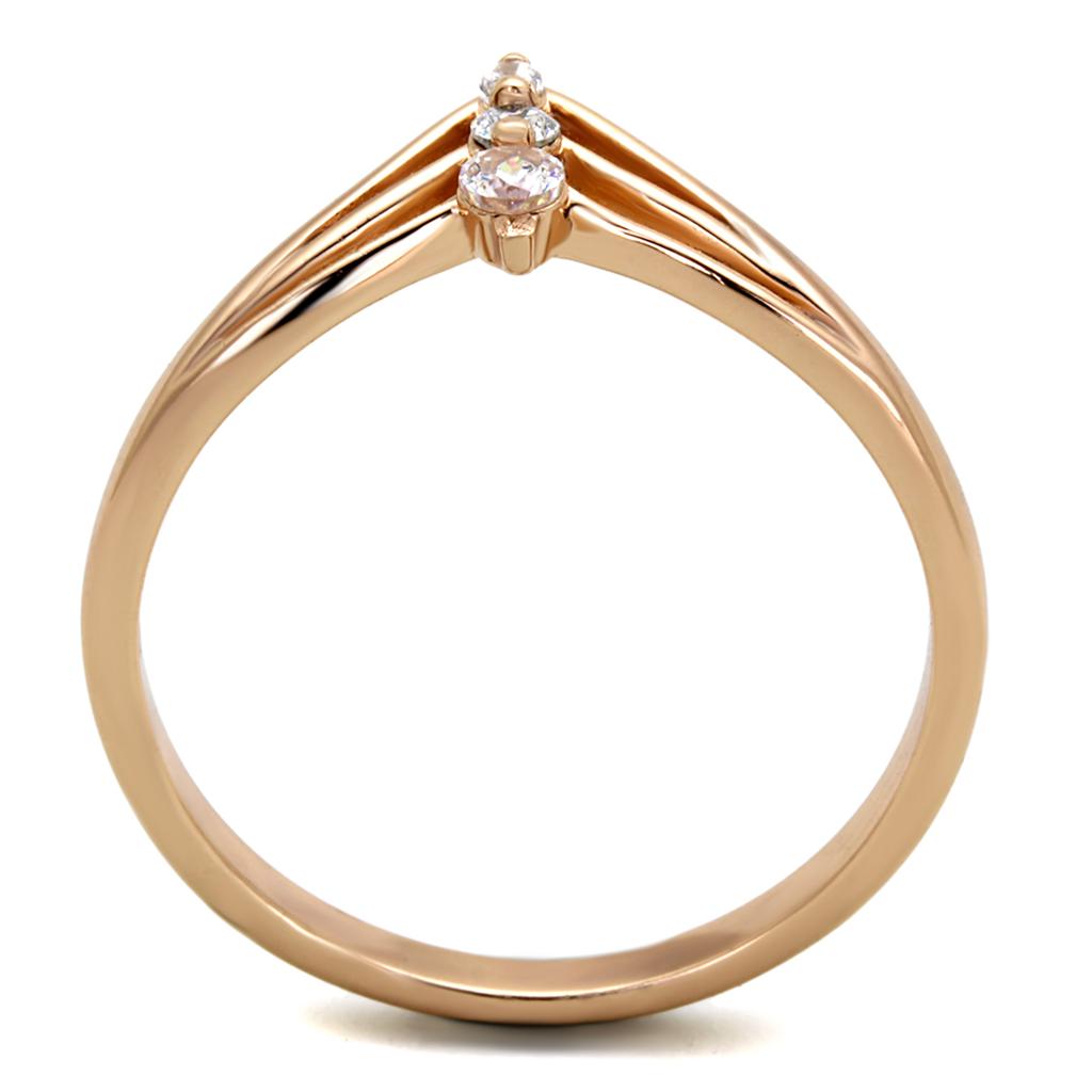 Rose Gold 925 Sterling Silver Ring with AAA Grade CZ  in Clear