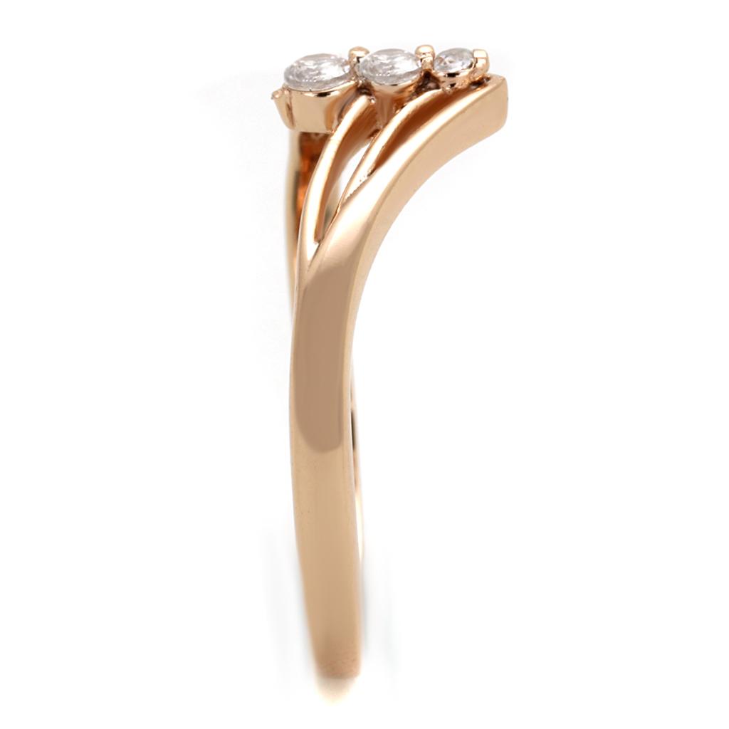 Rose Gold 925 Sterling Silver Ring with AAA Grade CZ  in Clear