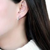 Rhodium 925 Sterling Silver Earrings with AAA Grade CZ  in Clear