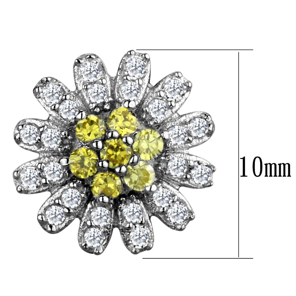 Rhodium 925 Sterling Silver Earrings with AAA Grade CZ  in Topaz