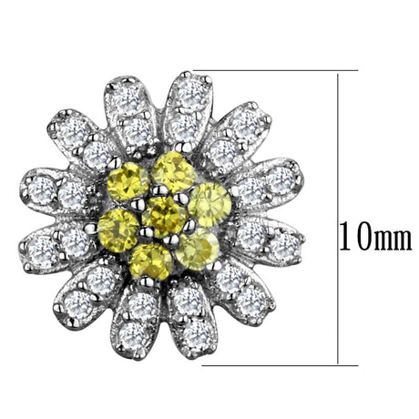 Rhodium 925 Sterling Silver Earrings with AAA Grade CZ  in Topaz