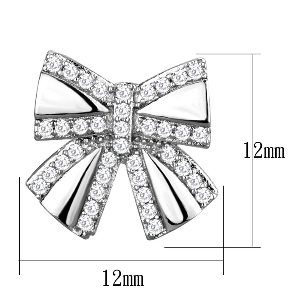 Rhodium 925 Sterling Silver Earrings with AAA Grade CZ  in Clear