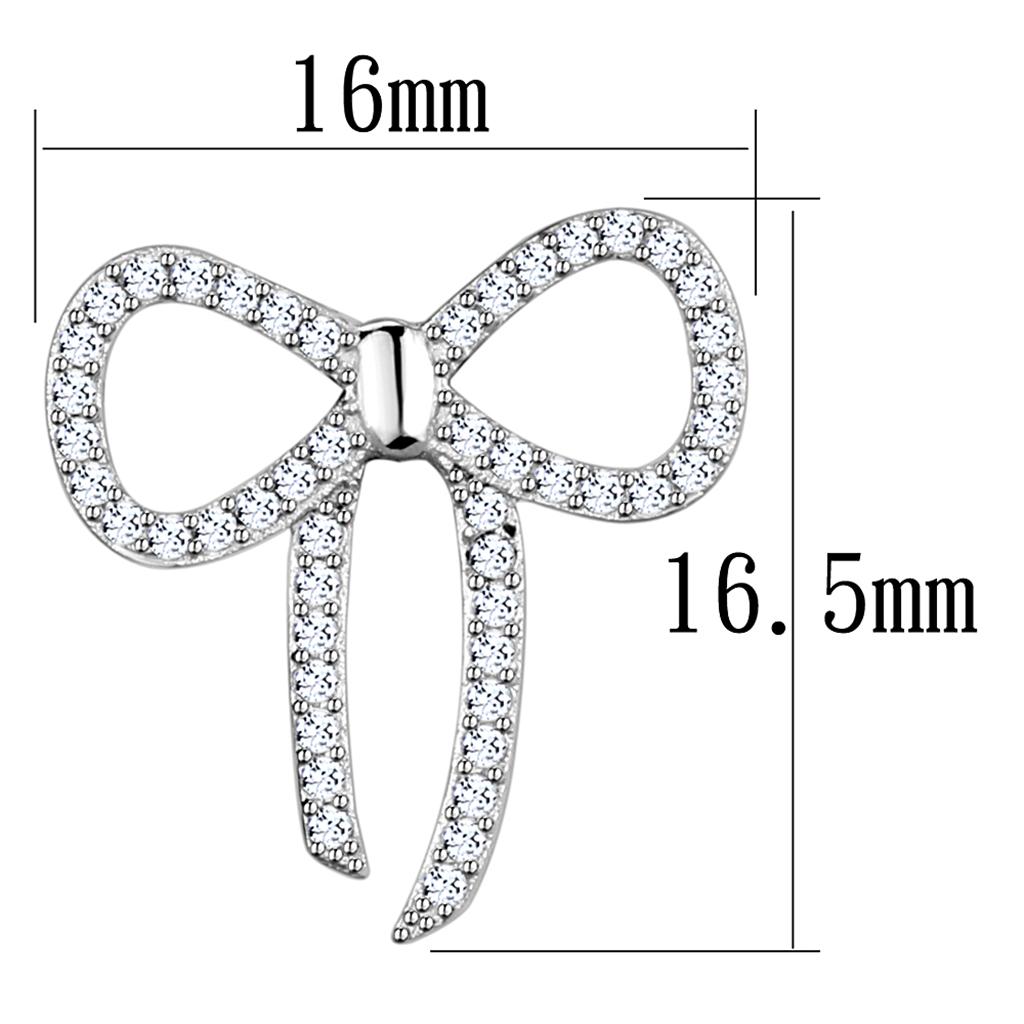 Rhodium 925 Sterling Silver Earrings with AAA Grade CZ  in Clear