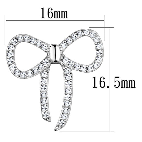 Rhodium 925 Sterling Silver Earrings with AAA Grade CZ  in Clear