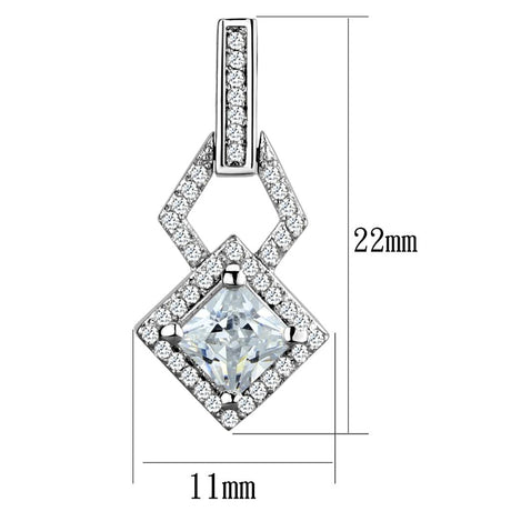 Rhodium 925 Sterling Silver Earrings with AAA Grade CZ  in Clear
