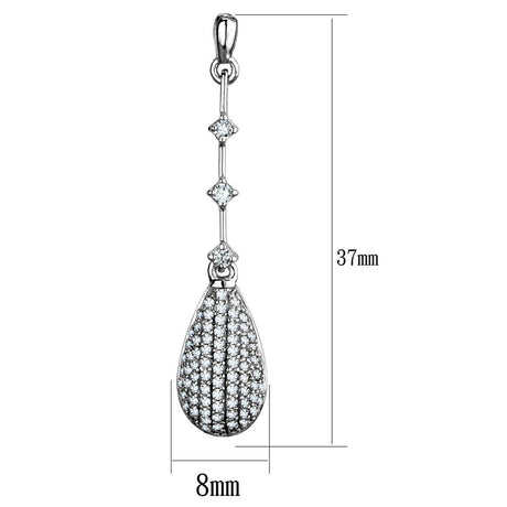 Rhodium 925 Sterling Silver Earrings with AAA Grade CZ  in Clear