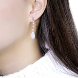 Rhodium 925 Sterling Silver Earrings with AAA Grade CZ  in Clear