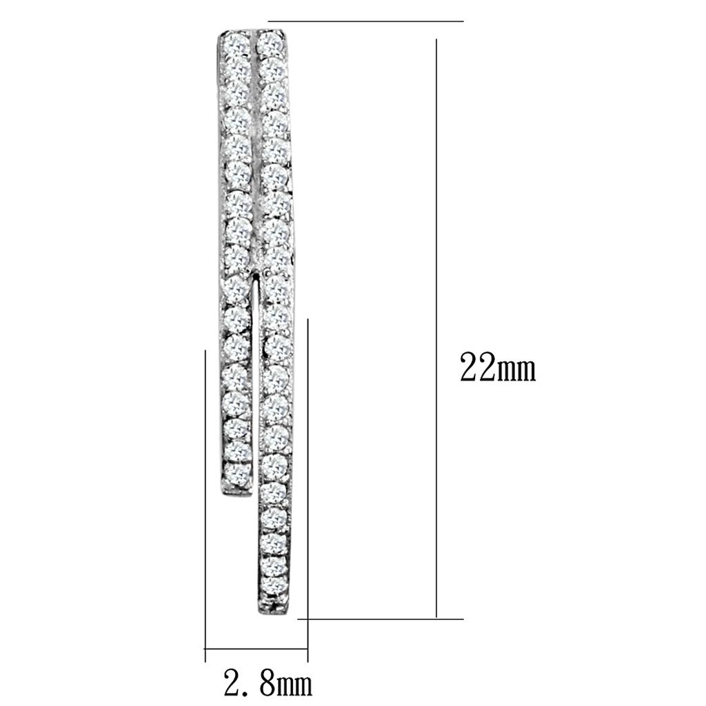 Rhodium 925 Sterling Silver Earrings with AAA Grade CZ  in Clear
