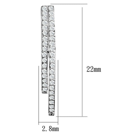 Rhodium 925 Sterling Silver Earrings with AAA Grade CZ  in Clear