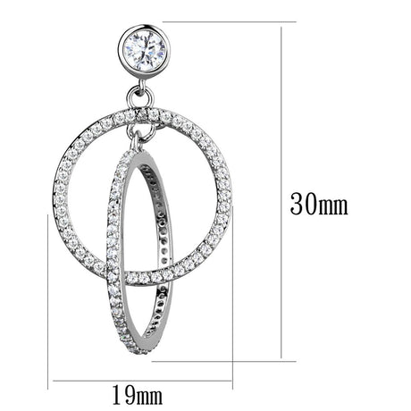 Rhodium 925 Sterling Silver Earrings with AAA Grade CZ  in Clear