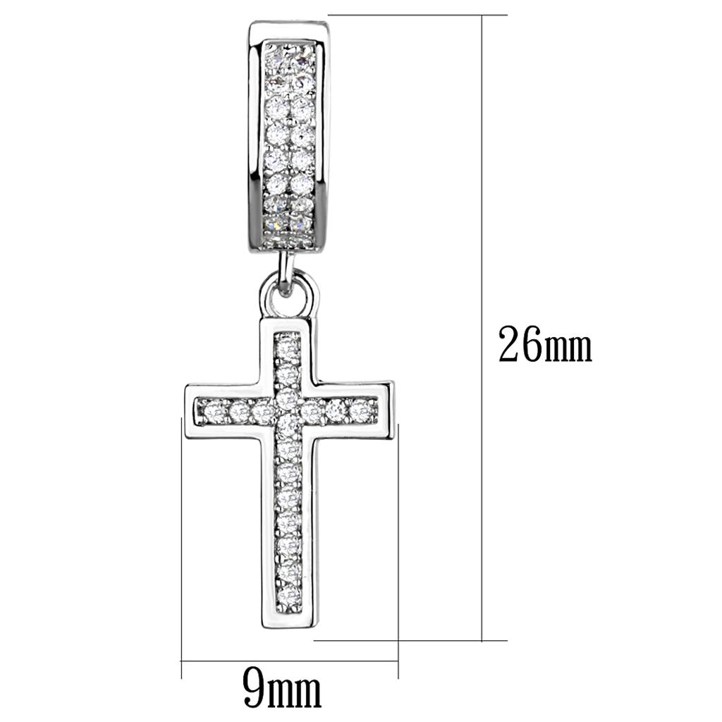 Rhodium 925 Sterling Silver Earrings with AAA Grade CZ  in Clear