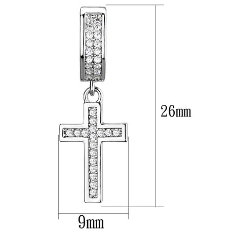 Rhodium 925 Sterling Silver Earrings with AAA Grade CZ  in Clear