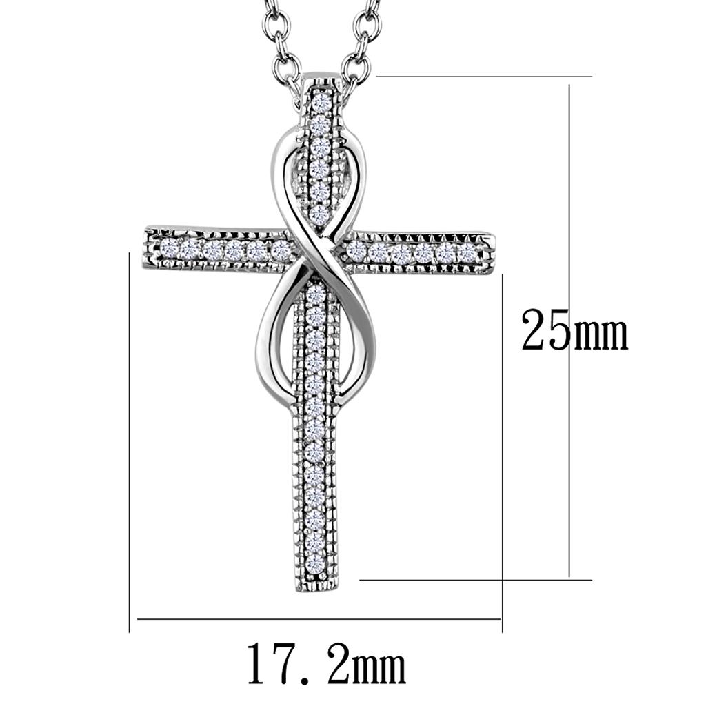 Rhodium 925 Sterling Silver Chain Pendant with AAA Grade CZ  in Clear