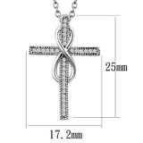 Rhodium 925 Sterling Silver Chain Pendant with AAA Grade CZ  in Clear
