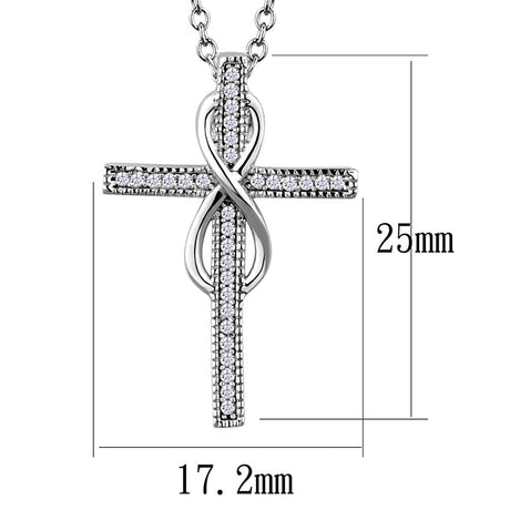 Rhodium 925 Sterling Silver Chain Pendant with AAA Grade CZ  in Clear