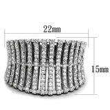 Rhodium 925 Sterling Silver Ring with AAA Grade CZ  in Clear