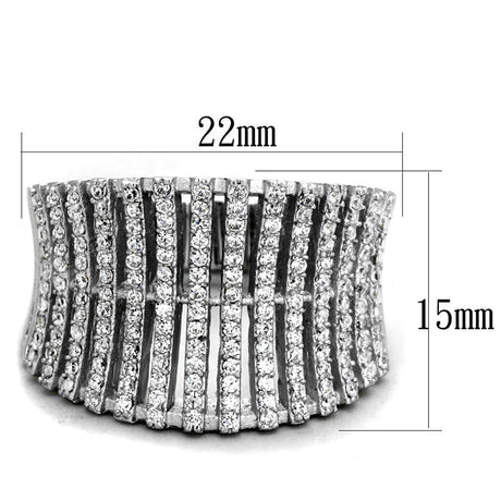 Rhodium 925 Sterling Silver Ring with AAA Grade CZ  in Clear