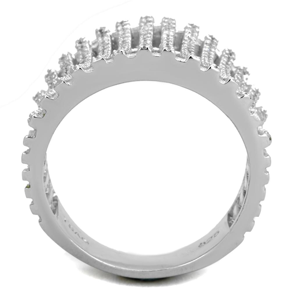 Rhodium 925 Sterling Silver Ring with AAA Grade CZ  in Clear