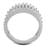 Rhodium 925 Sterling Silver Ring with AAA Grade CZ  in Clear