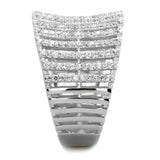 Rhodium 925 Sterling Silver Ring with AAA Grade CZ  in Clear
