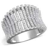 Rhodium 925 Sterling Silver Ring with AAA Grade CZ  in Clear