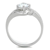 Rhodium 925 Sterling Silver Ring with AAA Grade CZ  in Clear