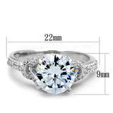 Rhodium 925 Sterling Silver Ring with AAA Grade CZ  in Clear
