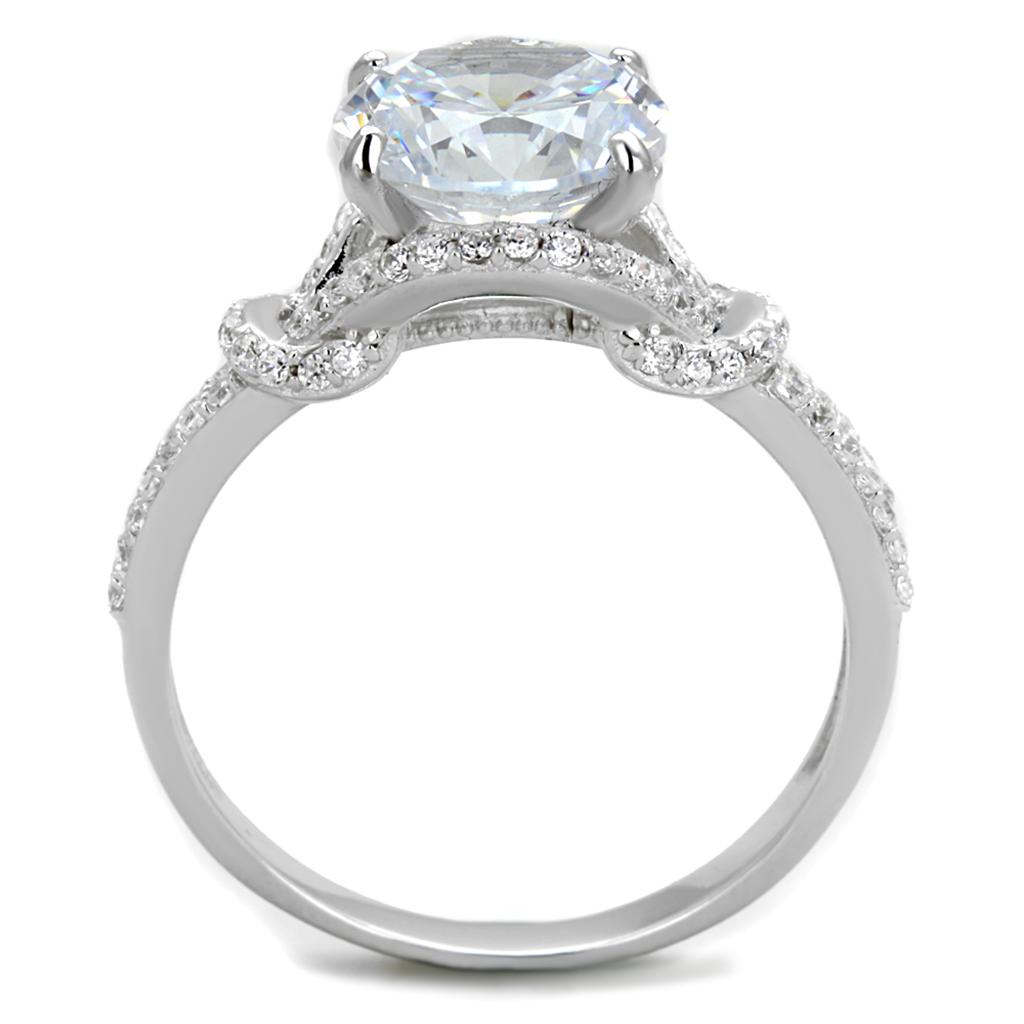 Rhodium 925 Sterling Silver Ring with AAA Grade CZ  in Clear