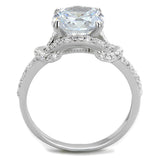 Rhodium 925 Sterling Silver Ring with AAA Grade CZ  in Clear