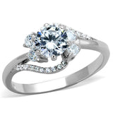 Rhodium 925 Sterling Silver Ring with AAA Grade CZ  in Clear